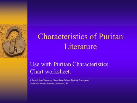 Characteristics of Puritan Literature