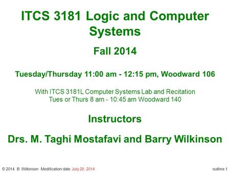 ITCS 3181 Logic and Computer Systems