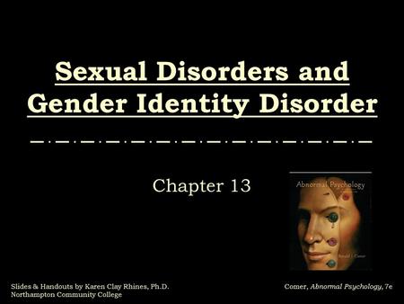 Sexual Disorders and Gender Identity Disorder