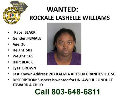 WANTED: ROCKALE LASHELLE WILLIAMS