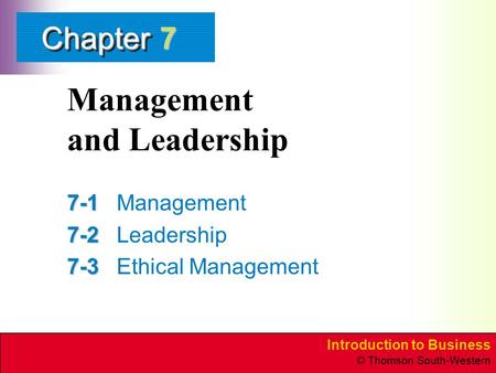 Management and Leadership