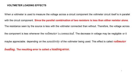 VOLTMETER LOADING EFFECTS