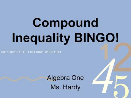 Compound Inequality BINGO!