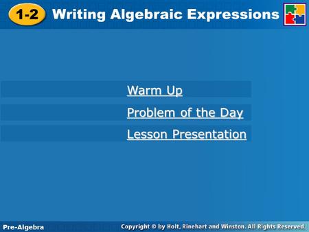 Writing Algebraic Expressions