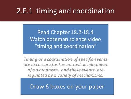 2.E.1 timing and coordination