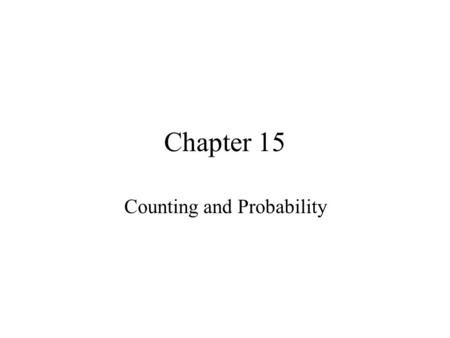 Counting and Probability