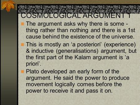 COSMOLOGICAL ARGUMENT 1