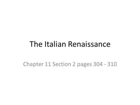 The Italian Renaissance