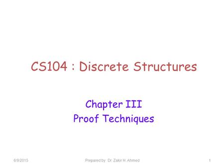 CS104 : Discrete Structures