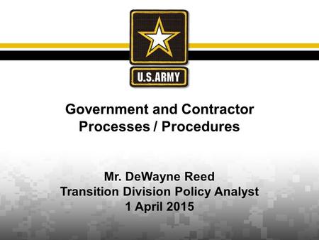 Government and Contractor Processes / Procedures