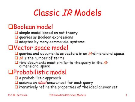 Information Retrieval Models