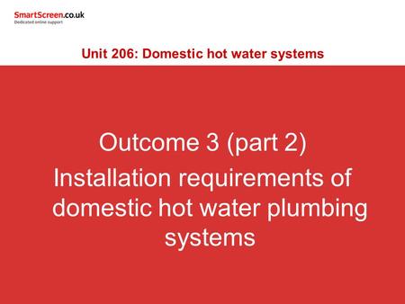 Unit 206: Domestic hot water systems