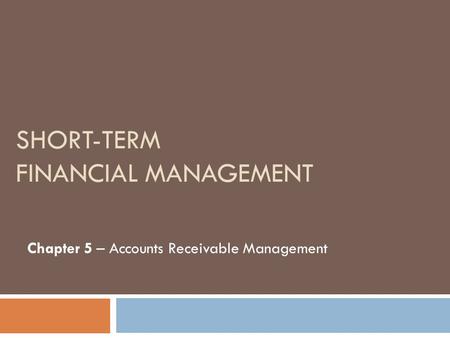 Short-Term Financial Management