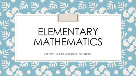 Elementary Mathematics