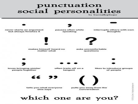 PROPERLY using punctuation marks! HyphensDashesEllipses BracketsParentheses SemicolonsColons.