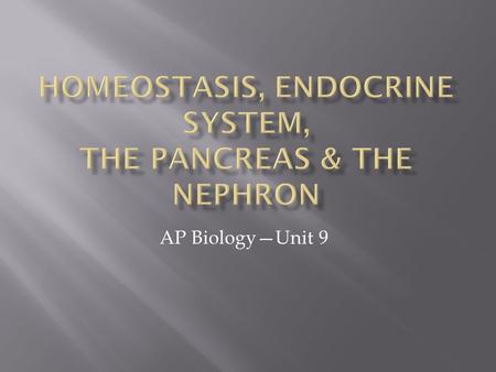 AP Biology—Unit 9.  Definition: maintaining a stable internal environment.  Fluctuates within the bounds of “normal.”  Feedback mechanisms to control.