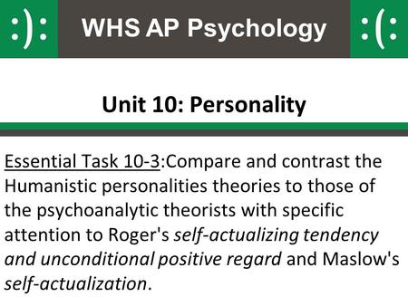 WHS AP Psychology Unit 10: Personality