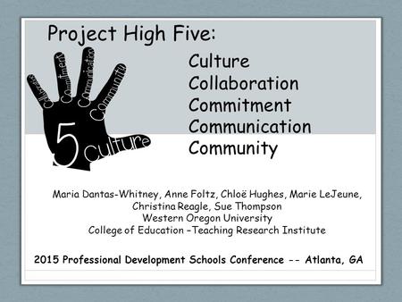 2015 Professional Development Schools Conference -- Atlanta, GA