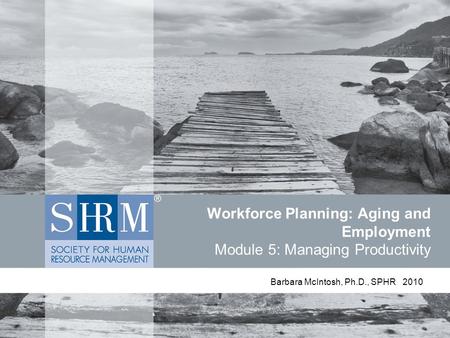 Workforce Planning: Aging and Employment Module 5: Managing Productivity Barbara McIntosh, Ph.D., SPHR 2010.