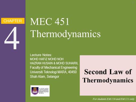 Second Law of Thermodynamics