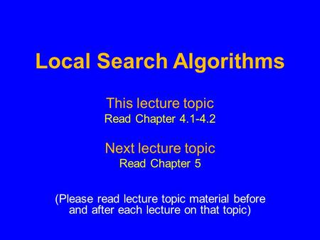 Local Search Algorithms