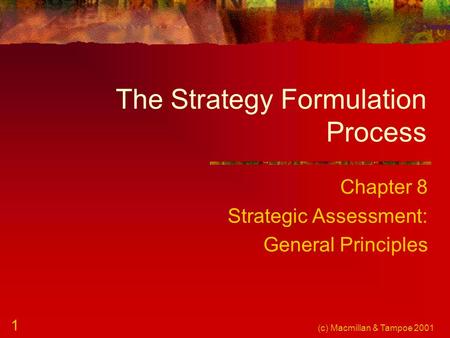 The Strategy Formulation Process