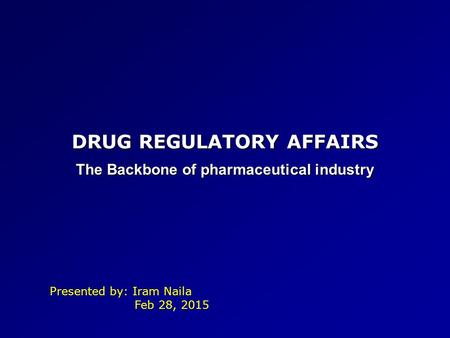 DRUG REGULATORY AFFAIRS