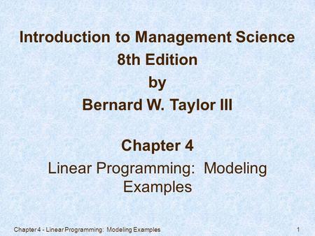 Introduction to Management Science