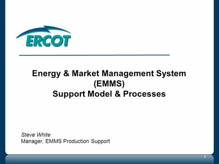 Energy & Market Management System Support Model & Processes