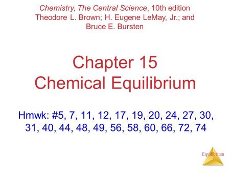 Chapter 15 Chemical Equilibrium