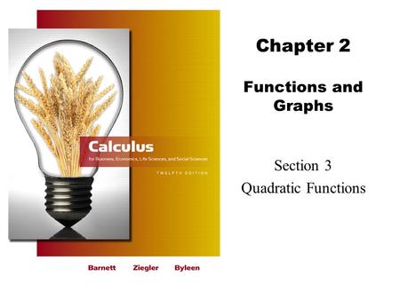 Chapter 2 Functions and Graphs