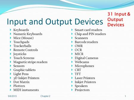 Input and Output Devices