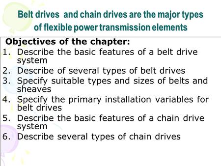 Objectives of the chapter: