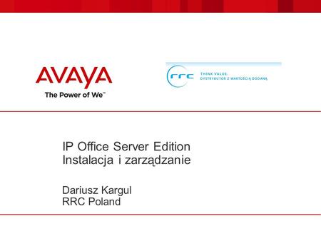 IP Office Server Edition Instalacja i zarządzanie