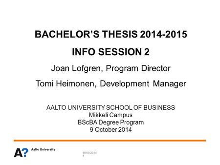 BACHELOR’S THESIS INFO SESSION 2