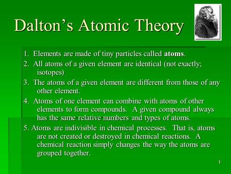 Dalton’s Atomic Theory