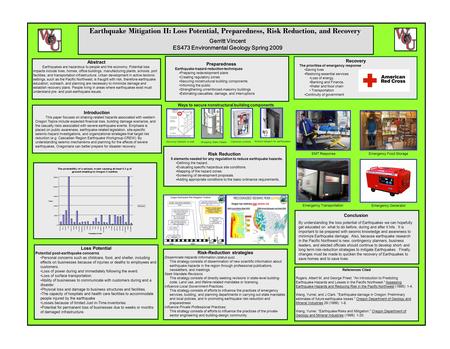 Abstract Earthquakes are hazardous to people and the economy. Potential loss impacts include lives, homes, office buildings, manufacturing plants, schools,