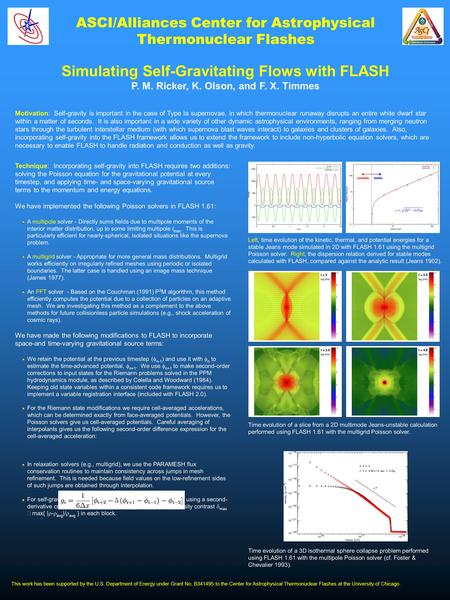 ASCI/Alliances Center for Astrophysical Thermonuclear Flashes Simulating Self-Gravitating Flows with FLASH P. M. Ricker, K. Olson, and F. X. Timmes Motivation: