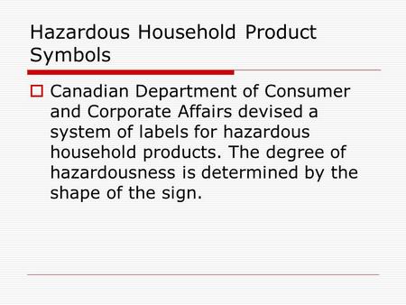 Hazardous Household Product Symbols