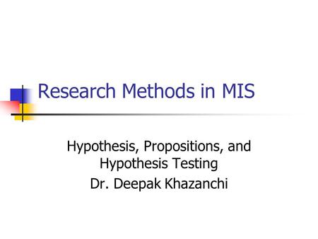 Research Methods in MIS