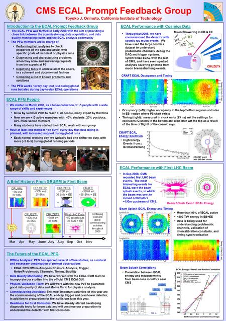 CMS ECAL Prompt Feedback Group Toyoko J. Orimoto, California Institute of Technology A Brief History: From GRUMM to First BeamThe Future of the ECAL PFG.