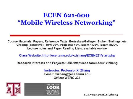 ECEN “Mobile Wireless Networking”