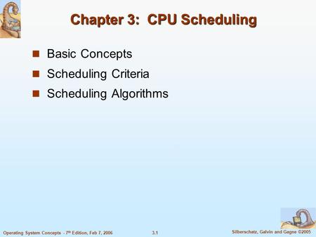 Chapter 3: CPU Scheduling