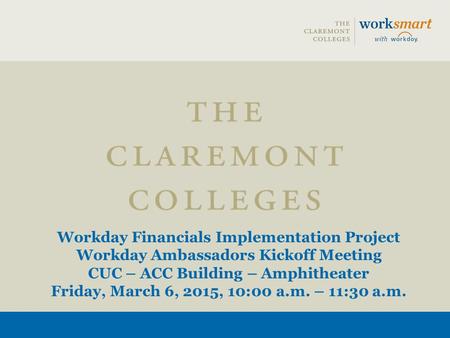 Workday Financials Implementation Project