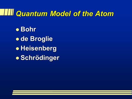 Quantum Model of the Atom l Bohr l de Broglie l Heisenberg l Schrödinger.