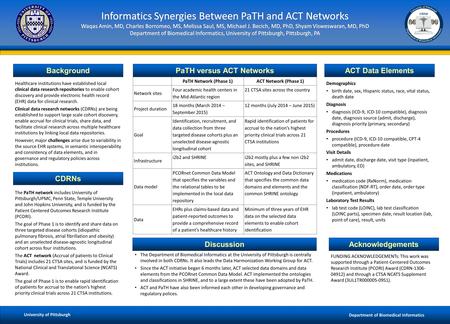 University of Pittsburgh Department of Biomedical Informatics Healthcare institutions have established local clinical data research repositories to enable.