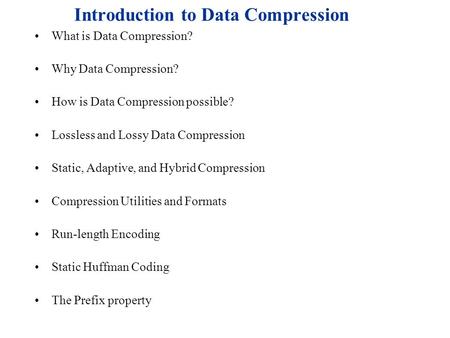 Introduction to Data Compression