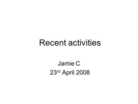 Recent activities Jamie C 23 rd April 2008. Threshold scans in reset Concept –Perform a threshold scan while holding different parts of pixel in reset.