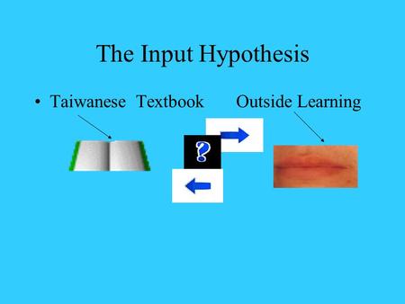 The Input Hypothesis Taiwanese Textbook Outside Learning.