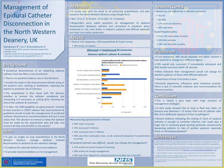 BackgroundBackground Accidental disconnection of an indwelling epidural catheter from the filter is not uncommon There is no quoted incidence rate in the.